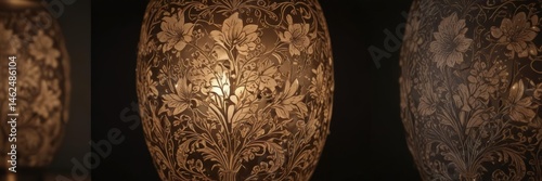 Obraz na płótnie Intricate floral engraving on Edison bulb; glowing softly , etched, still life, creativity w salonie
