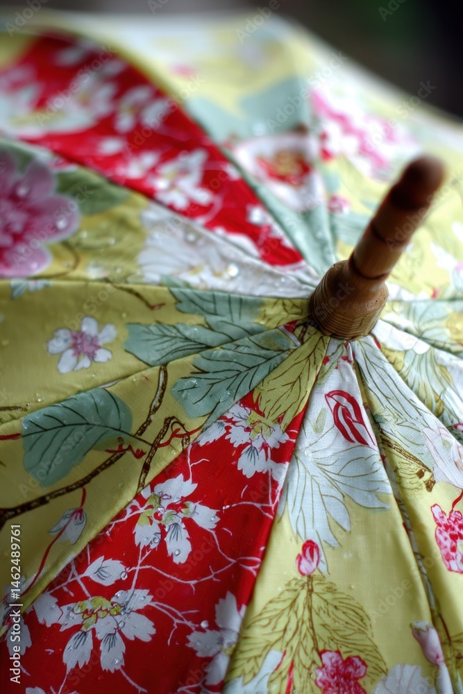 Fototapeta premium Colorful Floral Umbrella CloseUp – Umbrella Cover Day