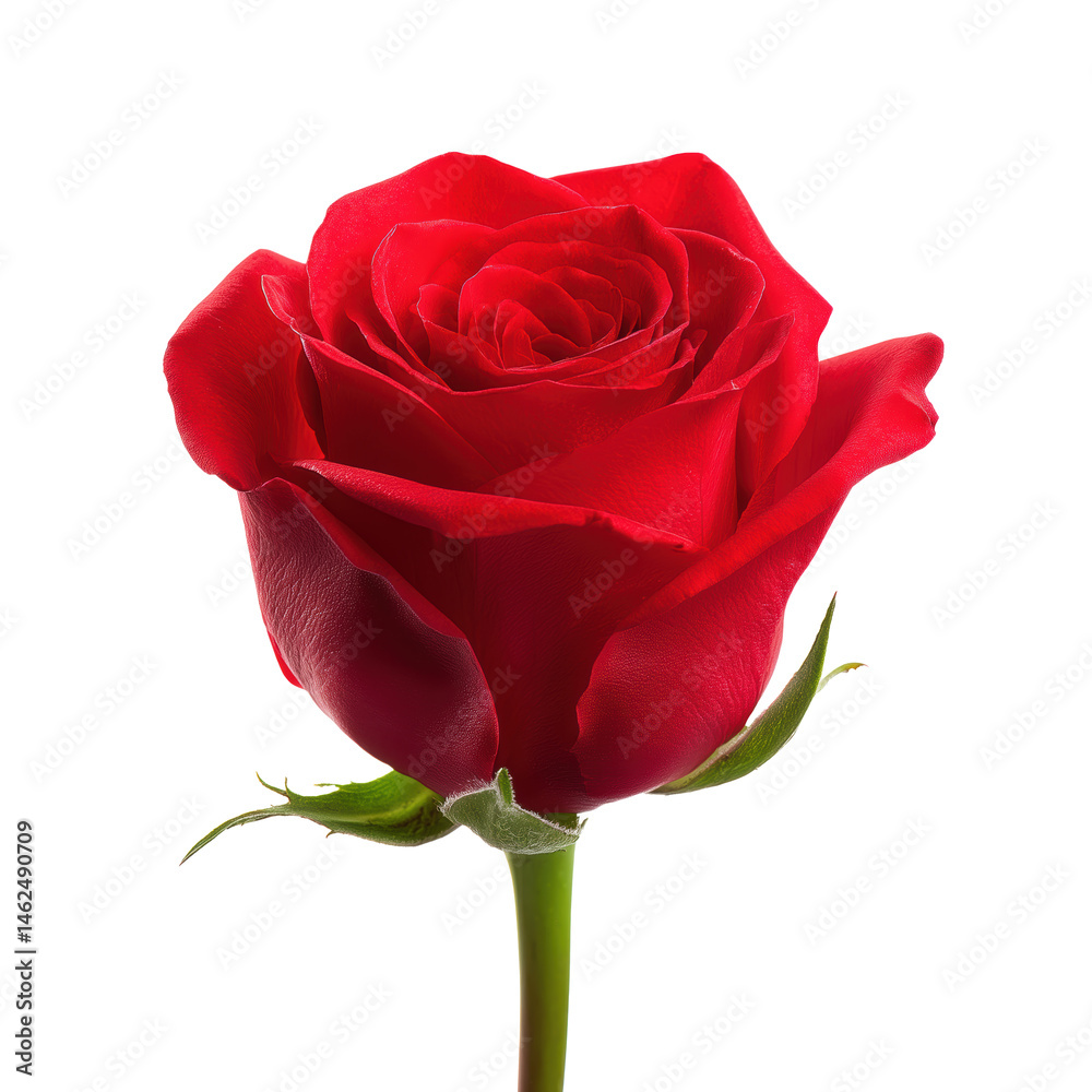 Naklejka premium Stunning Red Rose, A Symbol of Love and Beauty , isolated on white background png