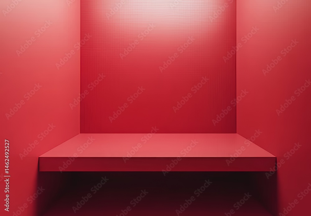 Obraz premium A sophisticated red backdrop featuring a gradated effect on both the wall and floor, ideal for product displays or presentations