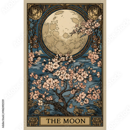 Wallpaper Mural Tarot card "The Moon" art nouveau style isolated on transparent background Torontodigital.ca