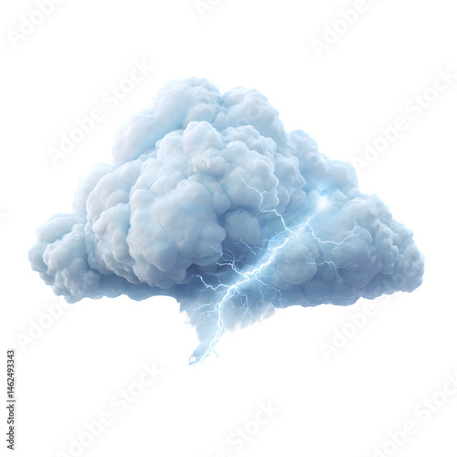 Thundercloud icon with silver lining isolated on transparent background