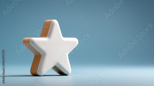 Glowing Star Icon in Minimalistic Design with Soft Blue Background for Creative Projects and Visualizations