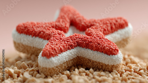 Glowing Star Icon in Vibrant Colors with a Soft Texture on a Bed of Crunchy Pieces