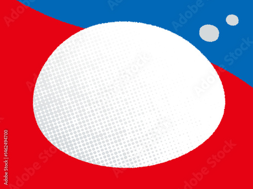 大阪EXPO万博スタイルの青と赤のイラストフレームベクター背景17