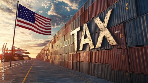 Wallpaper Mural Cargo tax on import export, trade war with usa flag waving Torontodigital.ca