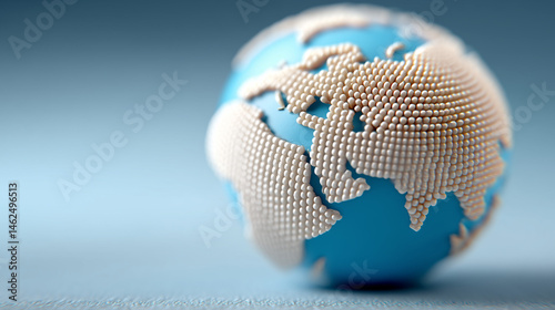AI-Assisted Visualization of a World Map Featuring Glowing Elements and Unique Textures in Measured Perspective