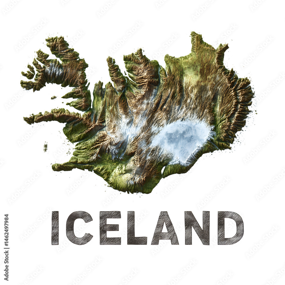 Obraz premium Realistic Iceland map with 