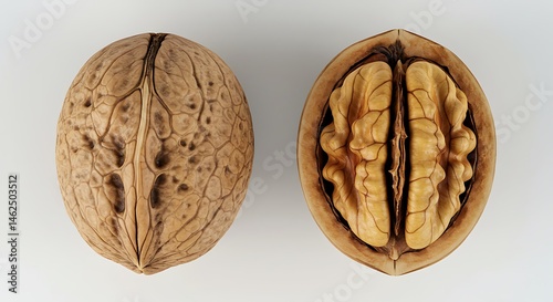 Top-down view of whole walnuts
