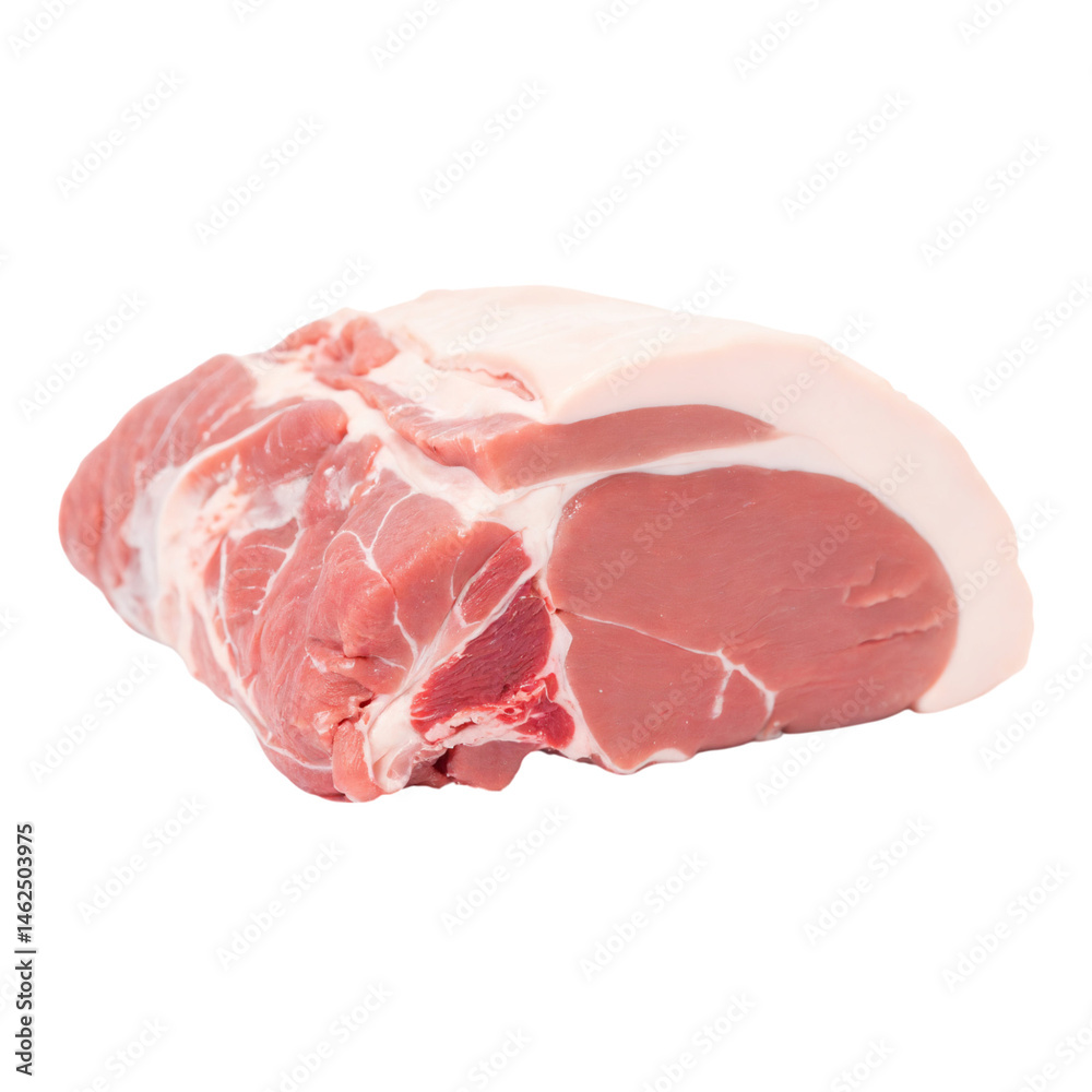 Fresh pork shoulder cut ready for culinary preparation and cooking in a kitchen setting