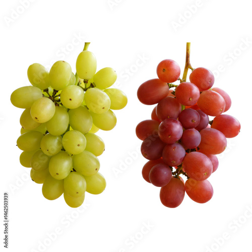 Obraz na płótnie Fresh green and red grapes displayed together, showcasing their vibrant colors and textures in a natural setting w salonie