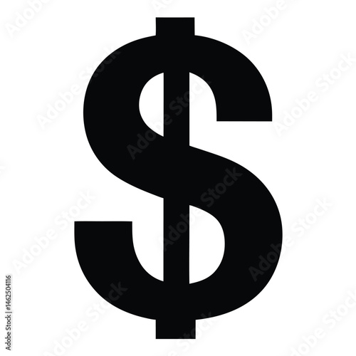 A bold, black dollar sign  on white background