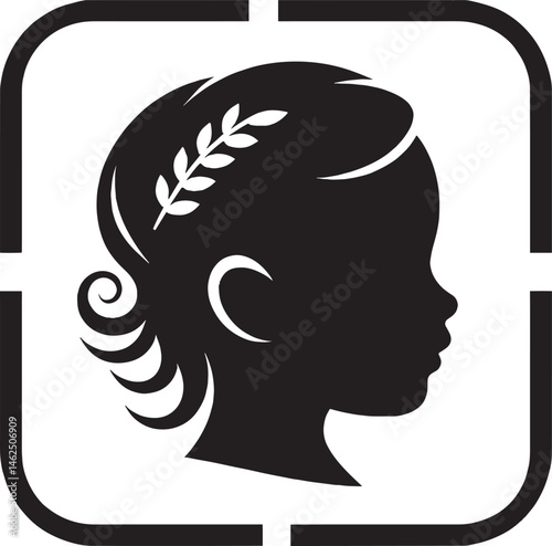 Elegant Baby face silhouette for children’s products branding.