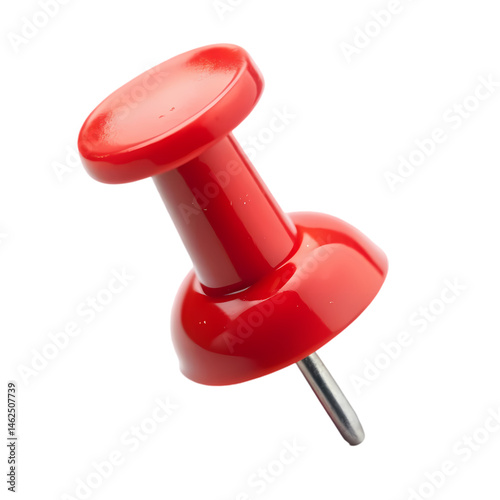 Red Push Pin Closeup isolated on transparent background