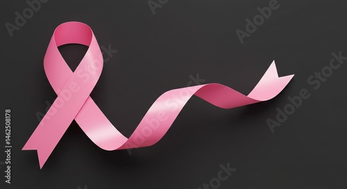 A pink ribbon on a dark background for breast cancer