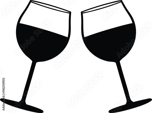 set of wine glass vector silhouette, wine glass icon vector illustration