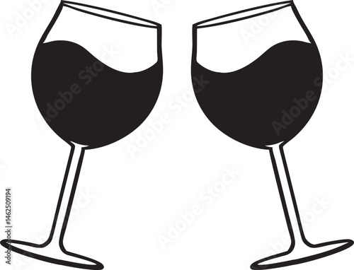 set of wine glass vector silhouette, wine glass icon vector illustration