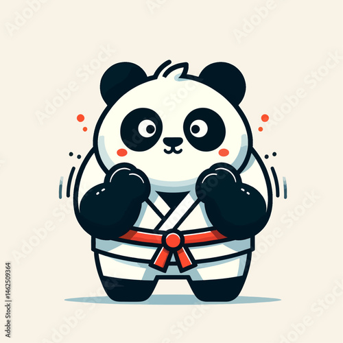 Clean Vector Illustration of Karateka panda – Elegant, Minimal Martial Arts Design