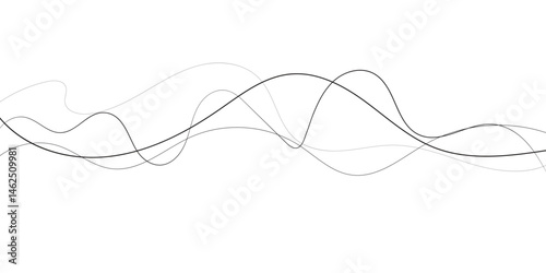 Technology abstract lines on white background. Undulate Grey Wave Swirl, frequency sound wave, twisted curve lines with blend effect	
