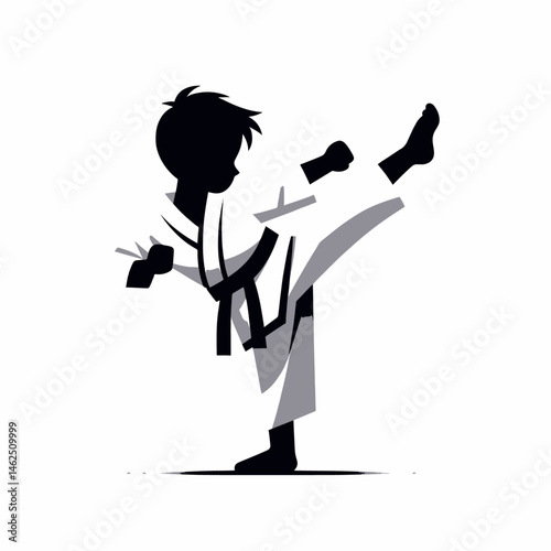 Minimalist Karate Fighter in Gi – Clean Lines and Simple Combat Pose