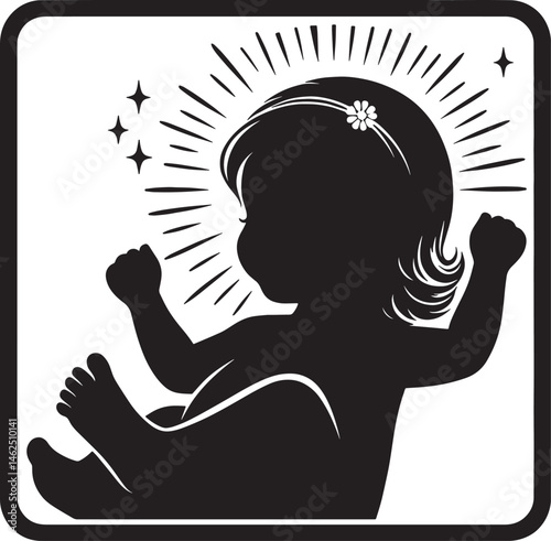 Innocent baby clipart in black and white format.