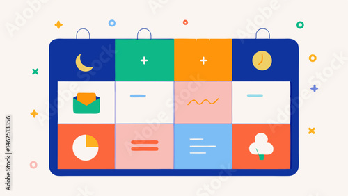 Routine Planner A planner page with a colorful day plan format divided into morning afternoon and evening sections with icons for key activities helping users visualize their
