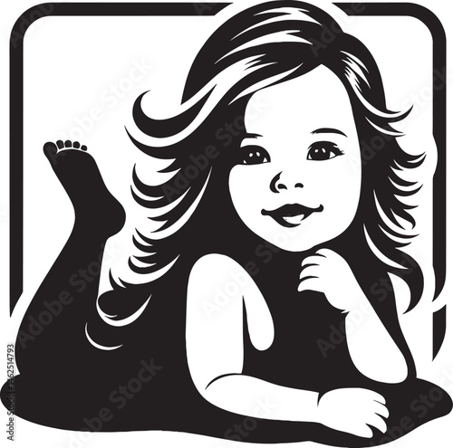 Girl baby silhouette clipart for print or web design.