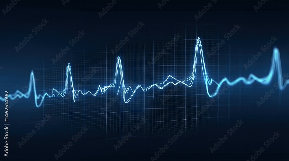 A digital representation of a heartbeat or audio waveform on a dark background.
