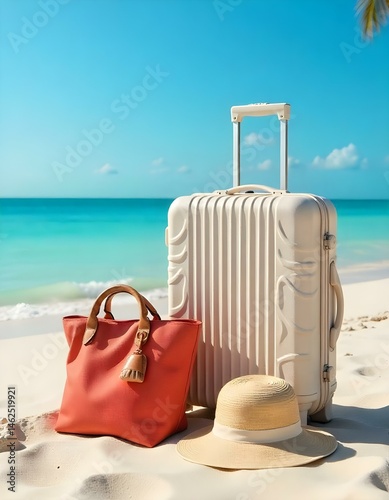 suitcase on the beach