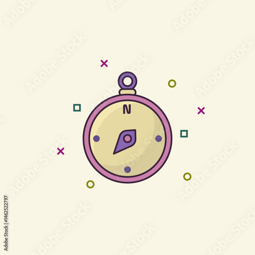 Illustration of compass vector direction indicator classic hiking forest survival navigation
