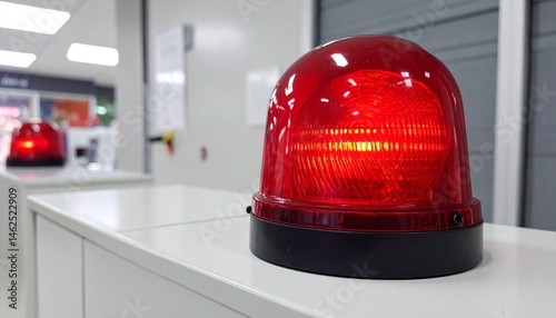 Red Emergency Beacon Light, Safety Warning Signal, Industrial Alert System