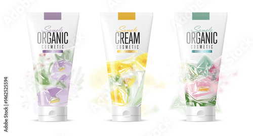 Hand cream cosmetics advertisement vector