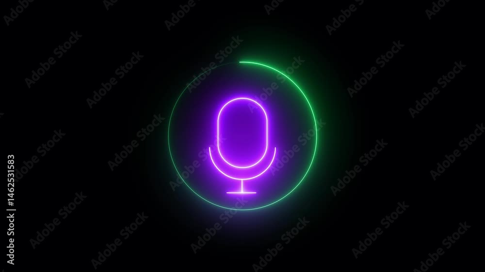 Audio microphone icon concept animation digital Voice recording podcast mic microphone button icon animation. neon line microphone icon . Audio microphone icon concept animation digital Voice recording podcast mic microphone button icon animation. neon line microphone icon .