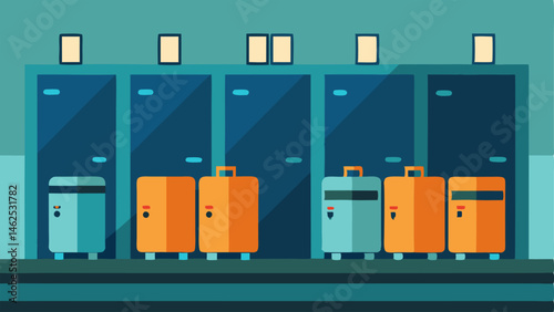 A row of lockers for travelers to store their luggage and belongings while they wait.