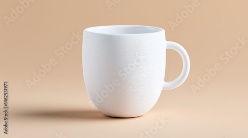 Isolated White Ceramic Teacup on a Light Background with a Smooth Texture and Elegant Design for Minimalist Décor
