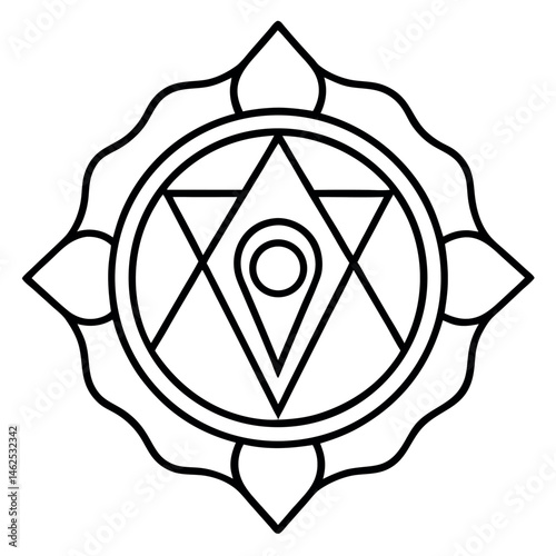 Detailed Line Art of the Solar Plexus Chakra