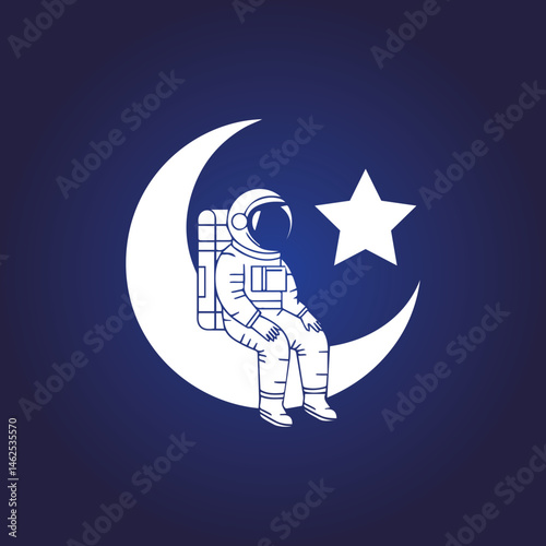 Moon and an astronaut vector for use in t-shirt designs and other design elements