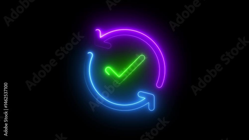 Animation of Glowing neon line update icon isolated. Reload symbol.Simple arrows, update, reload. Navigation icon.glowing neon sign .