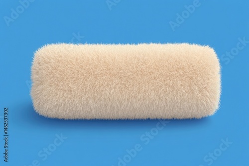 Fluffy beige cylindrical pillow