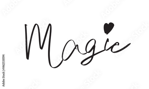 Magic text font calligraphy hand written lettering script black color object magician imagination fantasy wisdom dream celebration learning fairy glowing magic love heart shape element education page 