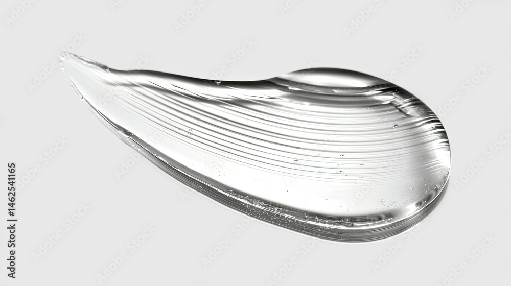 Fototapeta premium A glossy, transparent gel droplet with smooth ridges, often used in skincare products.