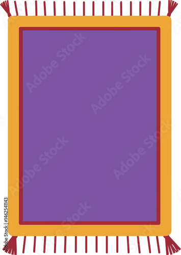 Purple and orange rectangular rug with tassels modern home decor textile vector illustration 