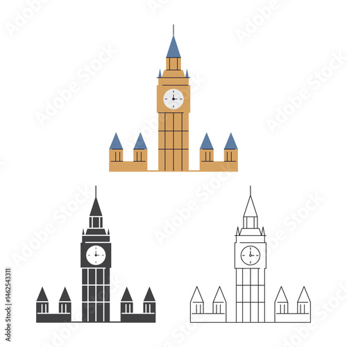 Big Ben Icon Set Vector Design.
