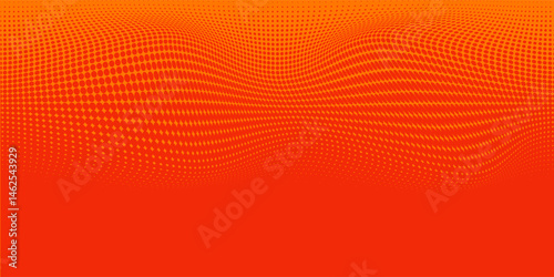 Dots halftone orange color pattern gradient texture with technology digital background. Dots pop art comics with summer background.