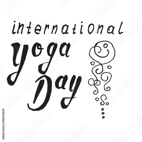 Yoga Day vector illustration with calligraphy
