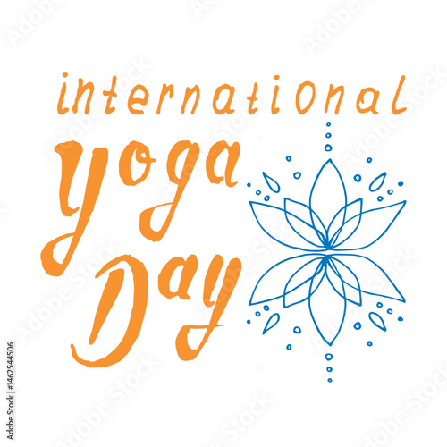 Yoga Day vector illustration with calligraphy