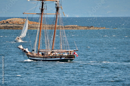 Canvas Print A Topsail Schooner on the Pacific coastline near Vancouver, BC, Canada