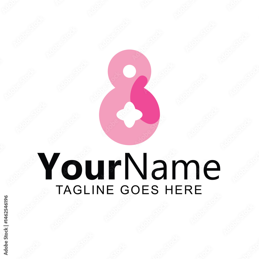 Pink Abstract Number 8 Logo Design Pink Abstract Number 8 Logo Design