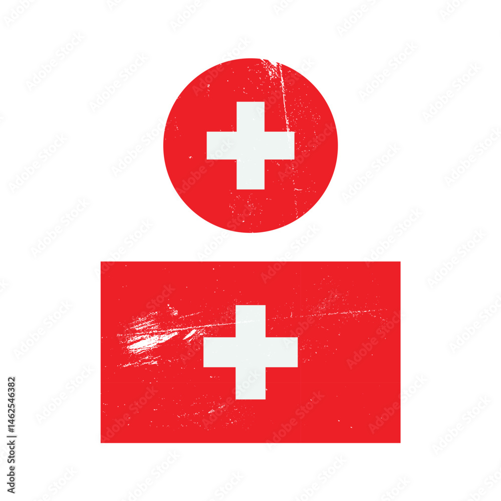 Textured Switzerland Flag Set Vector Design. Textured Switzerland Flag Set Vector Design.
