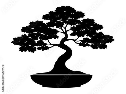 Bonsai Tree Silhouette, Bonsai Icon Vector, Tree Symbol illustration